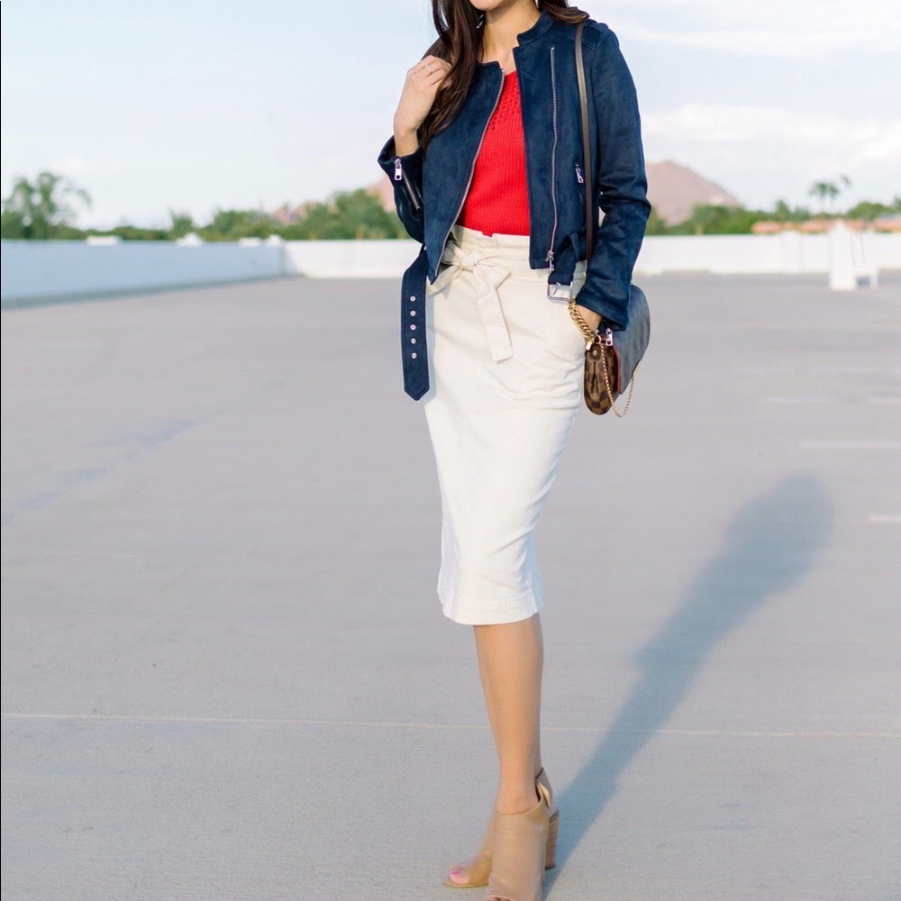 Ivory Paperbag High Waisted Skirt